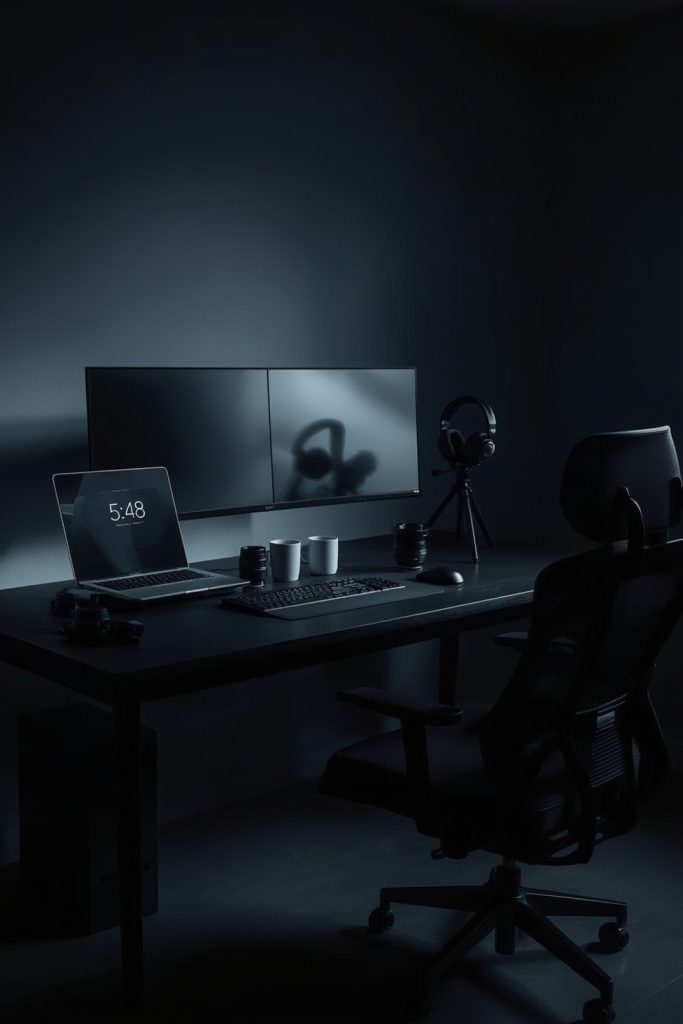 dec late night office desk